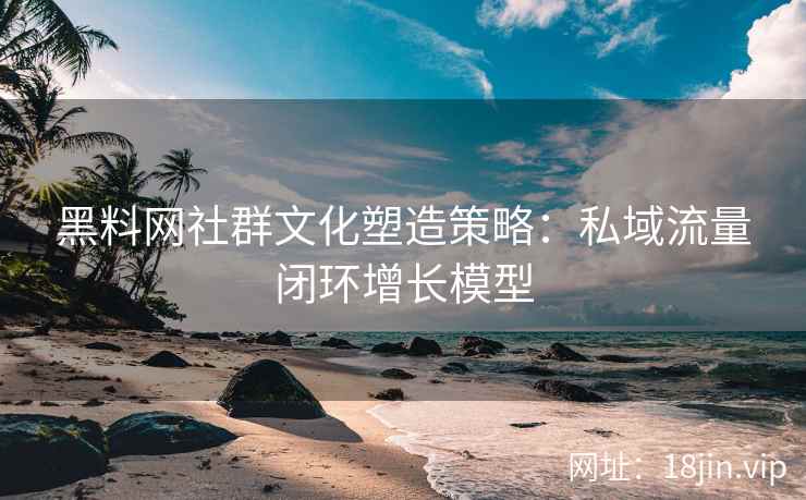 黑料网社群文化塑造策略：私域流量闭环增长模型
