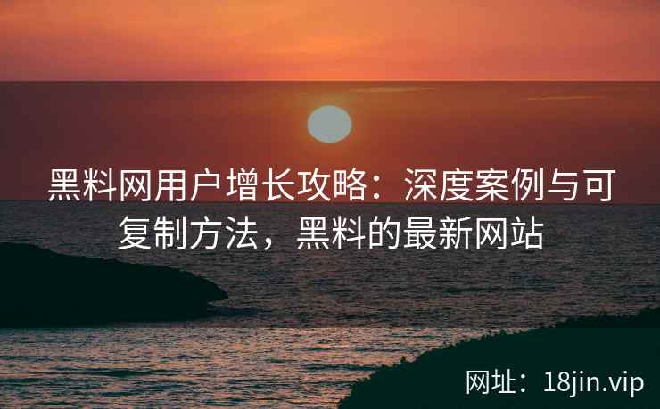 黑料网用户增长攻略：深度案例与可复制方法，黑料的最新网站