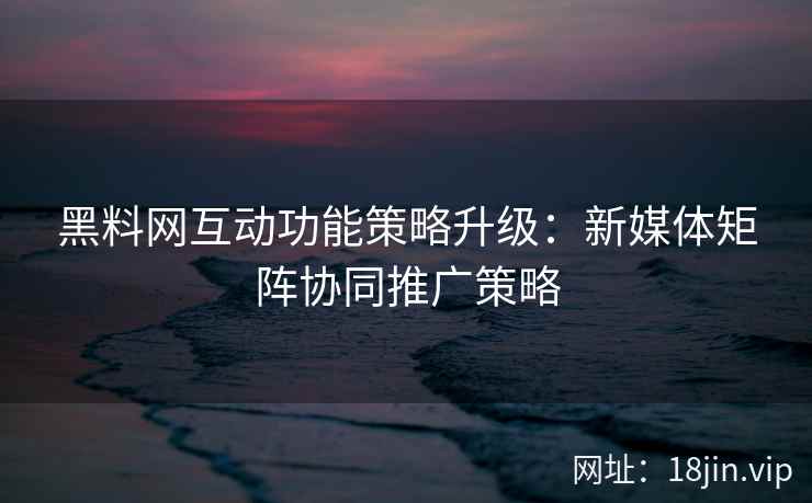 黑料网互动功能策略升级：新媒体矩阵协同推广策略